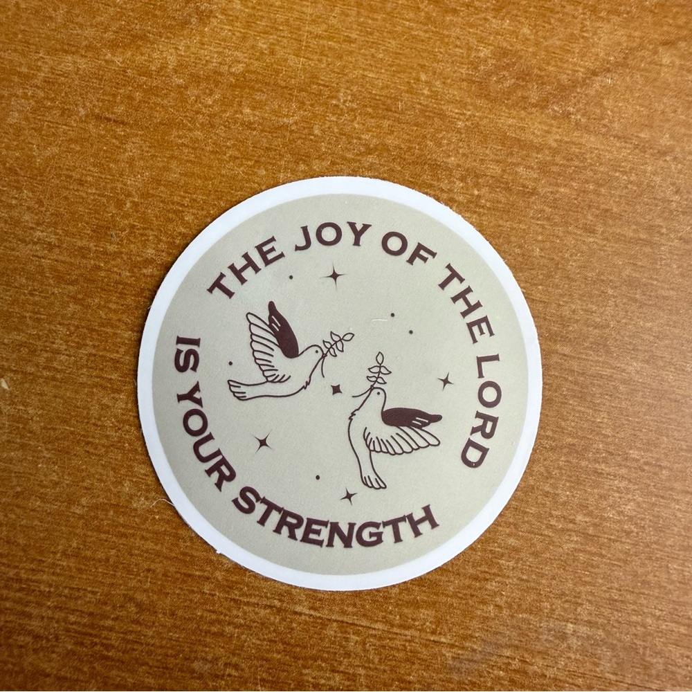 Inspirational Sticker with Doves - Cream and Brown‎